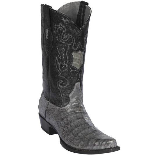 Los Altos Mens Grey Caiman Boots - Snip Toe