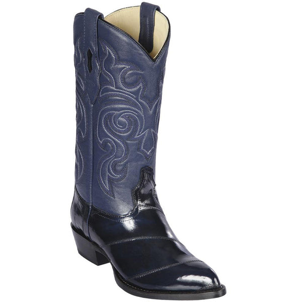 J Toe Cowboy Boot - Navy Blue Eel-Skin Boots