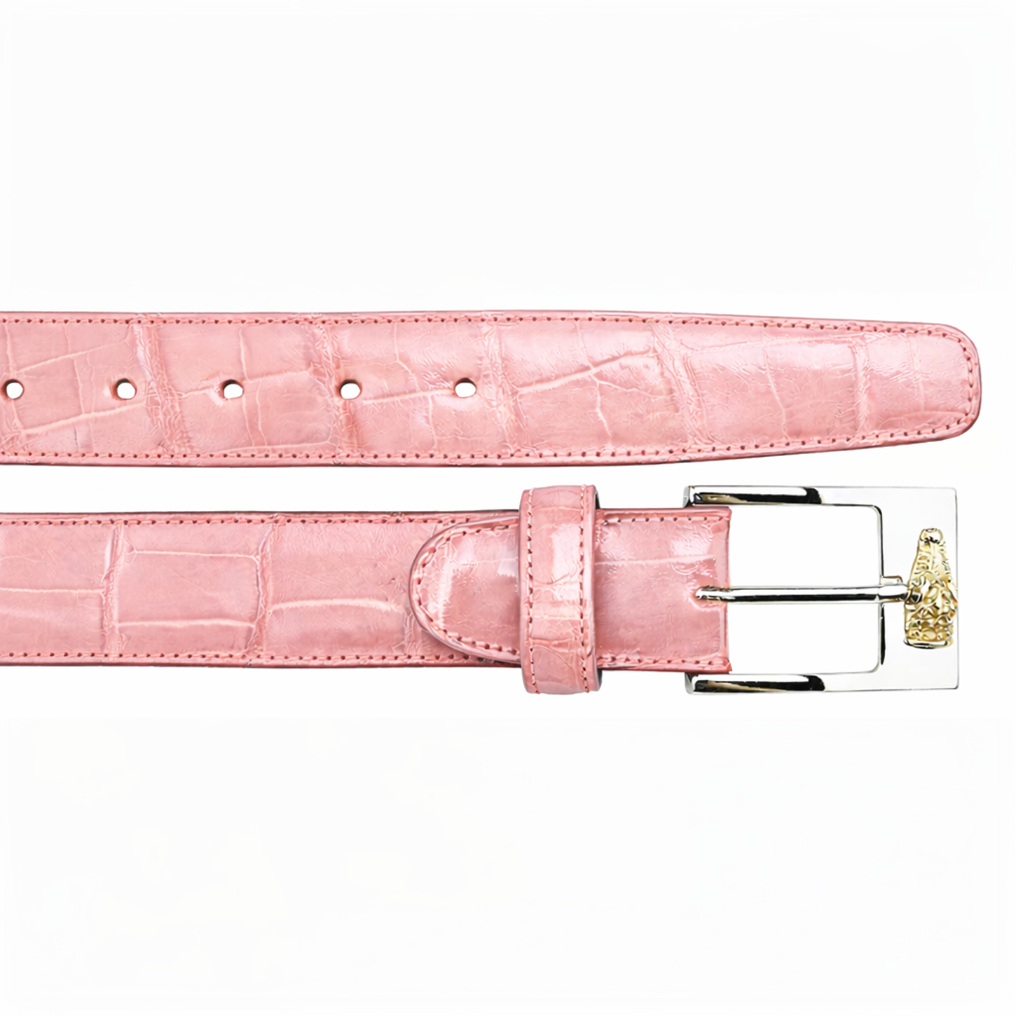 Belvedere Alligator Belt - Pink Luxury Leather Belt