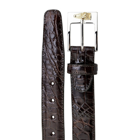 Mens Belvedere Alligator Dress Belt in Brown