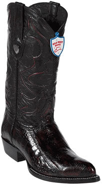 Wild West Black Cherry Ostrich Leg Cowboy Boots - Botas De Avestruz