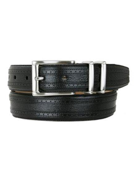 Mezlan Belts Men's Black Genuine Deer Skin / Cordovan Leather Belt