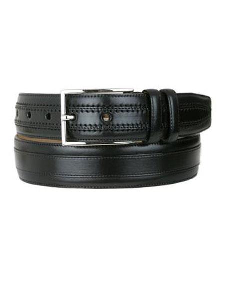 Mezlan Belts Men's Genuine Leather Black Handmade Belt