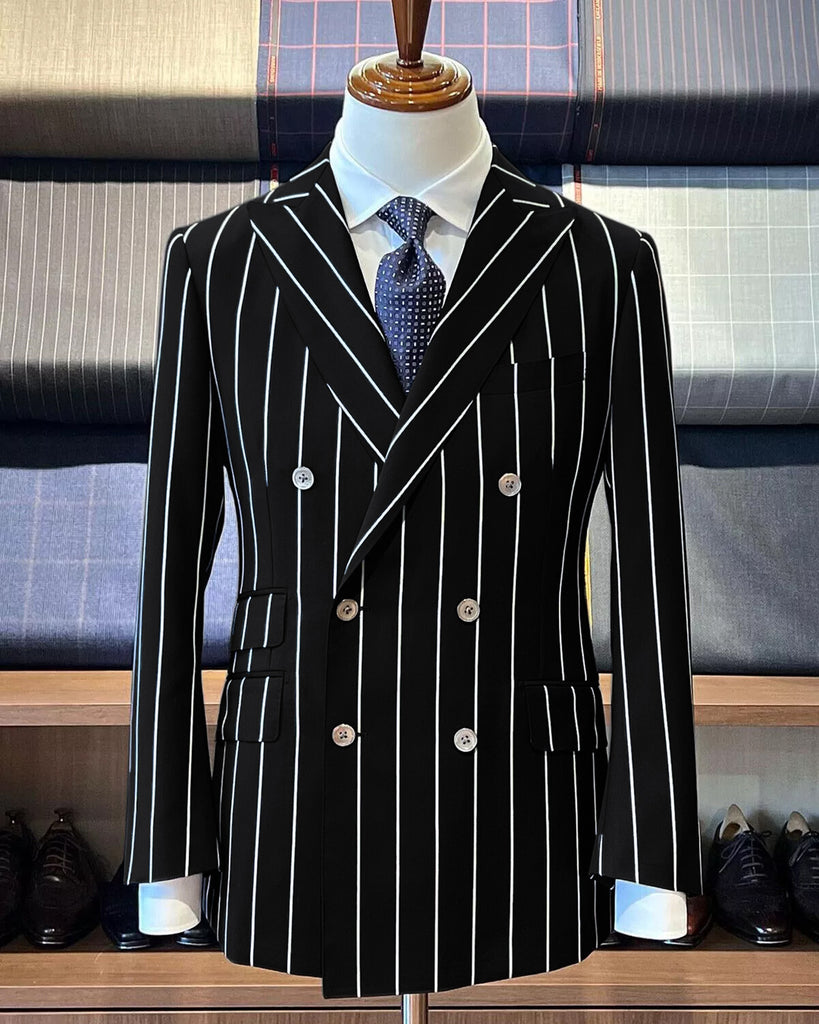 black mafia dress Black Pinstripe Suit - Gangster Suit - 1920's Suit