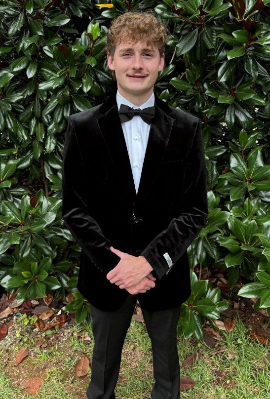 Chaqueta de moda de corte ajustado de terciopelo negro para hombre