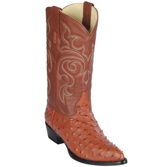 J Toe Cowboy Boots - J Toe Western Boots - Los Altos Boots - Mens Dress Cowboy Boot - Low Priced  Cognac Ostrich Cowboy Boot 