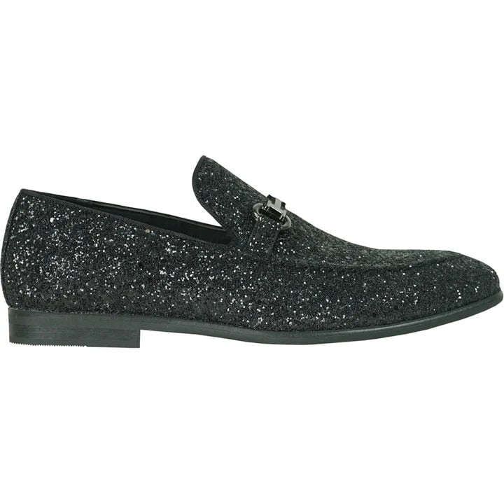 Zapatos Negros De Hombre - Zapatos Negros De Vestir - Mens Modern Glitter Sequin Prom Black Tuxedo