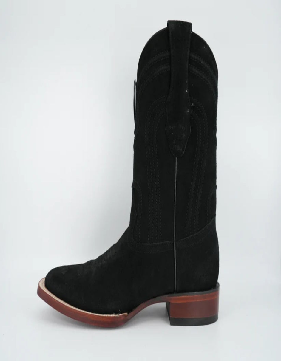 Los Altos Men's Nobuck Black Wide Square Leather Toe Boot
