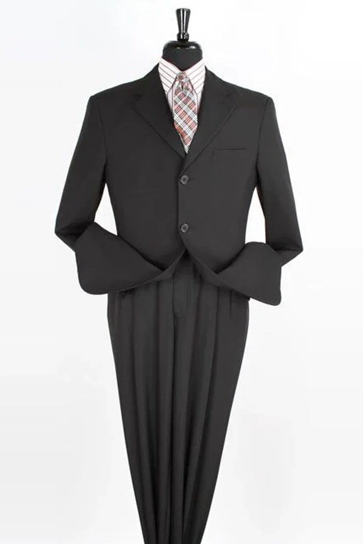 Trajes Elegantes Para Hombre - Trajes De Vestir - Mens Classic Fit Three Button Poplin Black Two Piece Suit