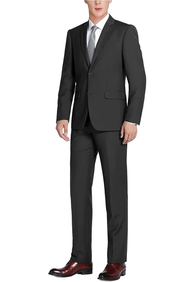 Trajes Elegantes Para Hombre - Trajes De Vestir - Mens Basic Two Button Black Classic Fit Suit