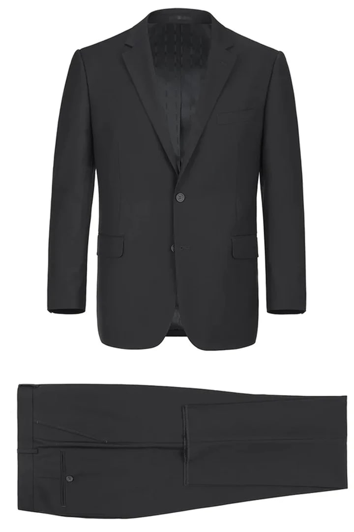 Trajes Elegantes Para Hombre - Trajes De Vestir - Mens Basic Two Button Black Classic Fit Suit