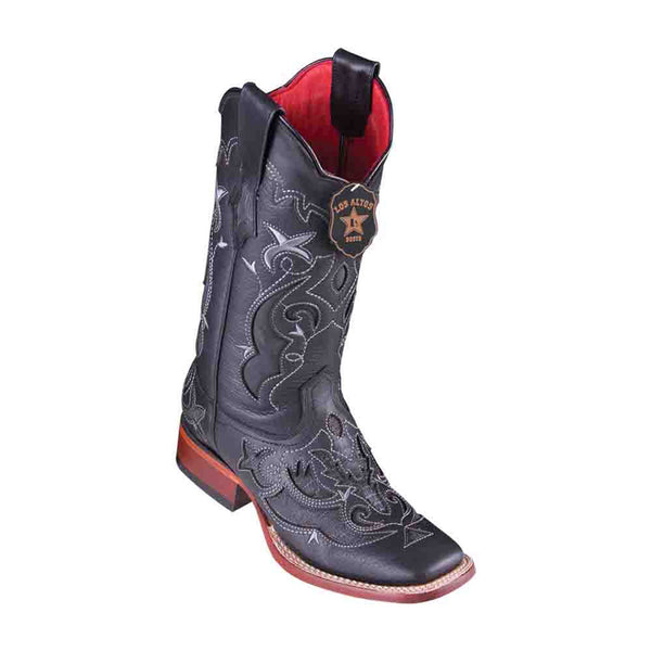 Women Cowboy Boots - Los Altos Teju Lizard Black Square Toe Women’s Boot