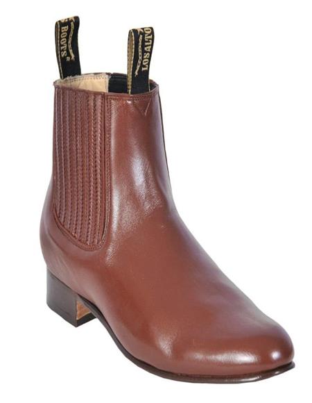 Botas Brandy Los Altos para hombre, estilo charro, botín, de piel de venado, hasta el tobillo