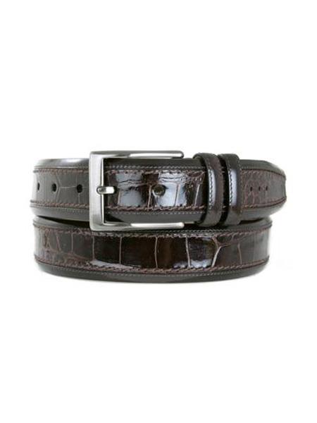 Mezlan Crocodile Belt - Men's Mezlan Belts Brand Genuine Crocodile Brown Cinturon De Cocodrilo