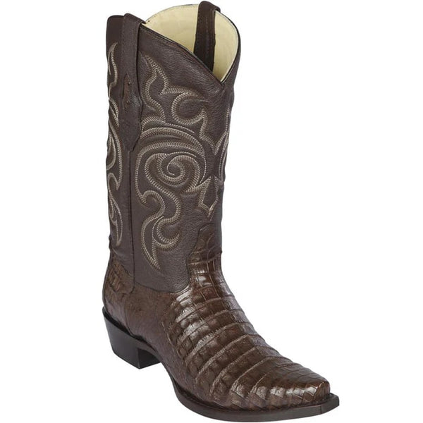 Cowboy Boots - Los Altos Boots - Mens Dress Cowboy Boot - Low Priced Brown Caiman Belly Snip Toe Western Boots- in Brown