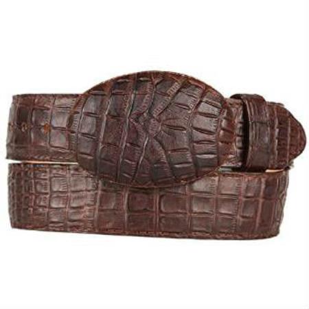 Men's Caiman Belly (Imitation) Western Style Printed Pattern Belt Brown
