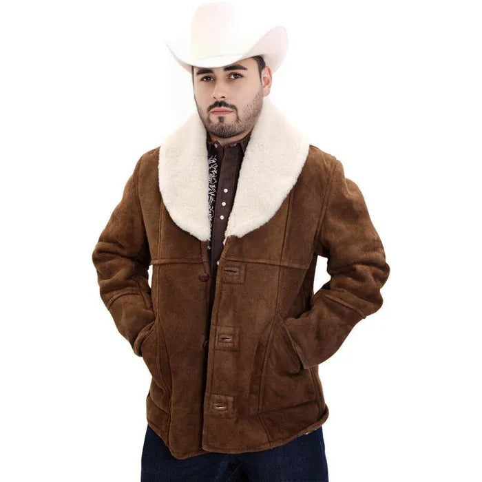 Mens Shearling Brown and Black Jacket
