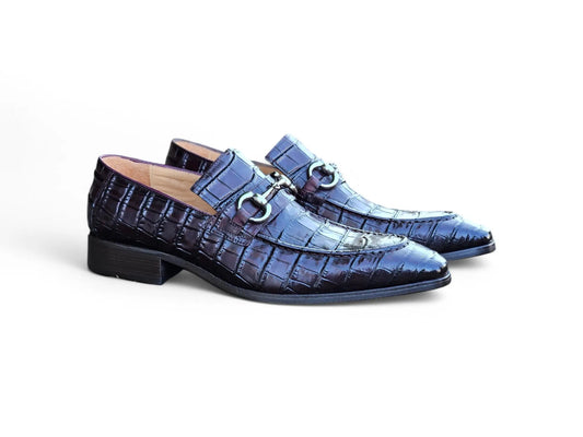 Buckle Loafer w Gator Embossed Leather Carrucci