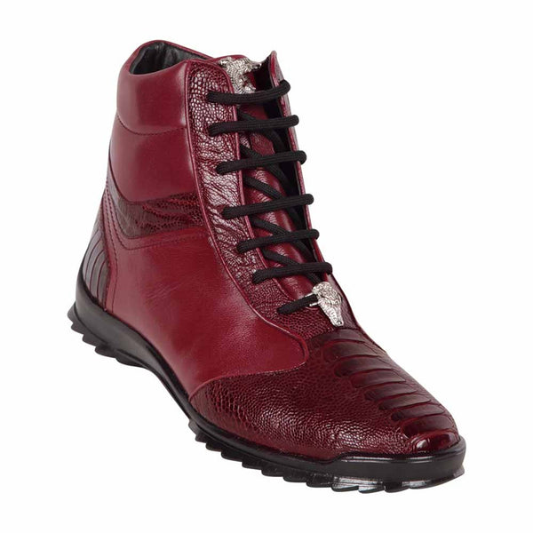 Ostrich Leg Ankle Boots - Los Altos Genuine Ostrich Leg Burgundy Casual Ankle Boot