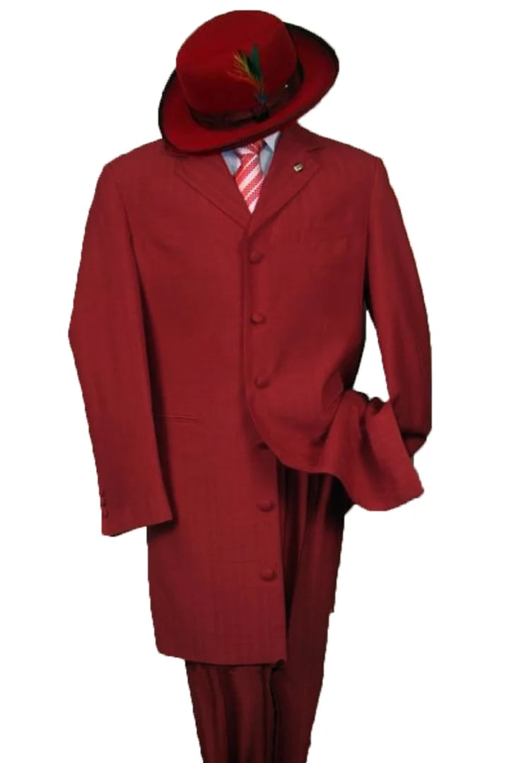Trajes Elegantes Para Hombre - Trajes De Vestir - Mens Two Piece Classic Long Burgundy Fashion Zoot Suit