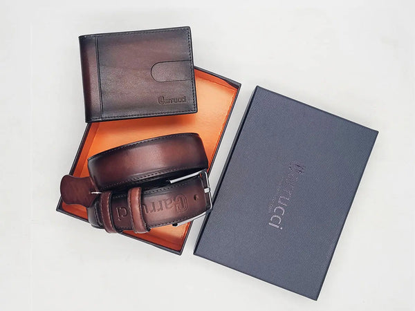 Leather Skin - Carrucci Burnished Calfskin Leather Belt