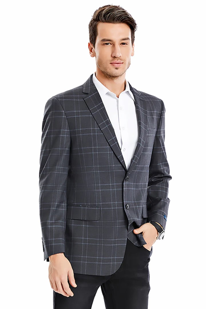 Sacos Vaqueros - Sacos Para Hombre - Blazer a cuadros de doble ventana y corte regular con dos botones para hombre