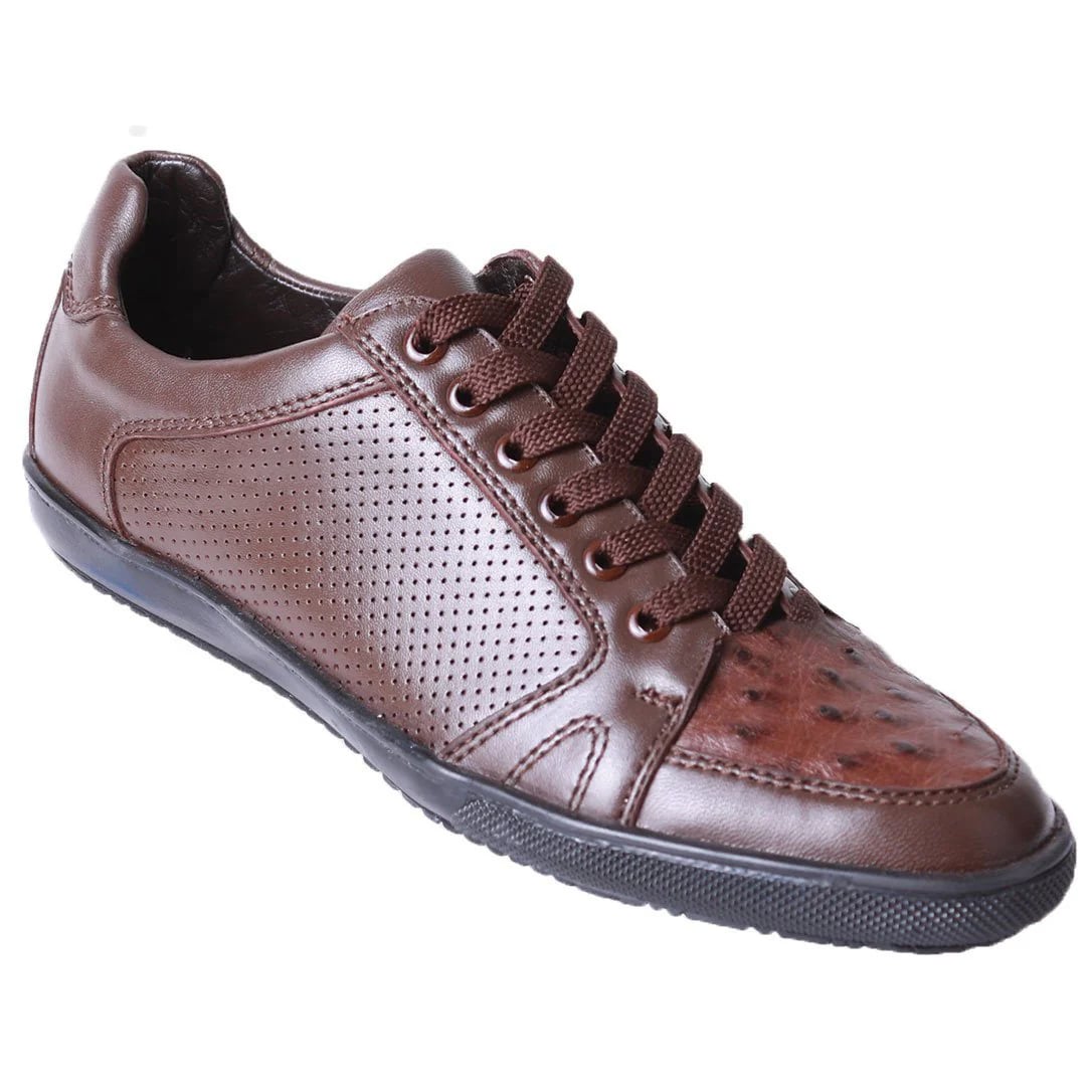 Zapatos De Avestruz Originales Para Hombre - Sneaker de Piel de Avestruz Cafe Pata