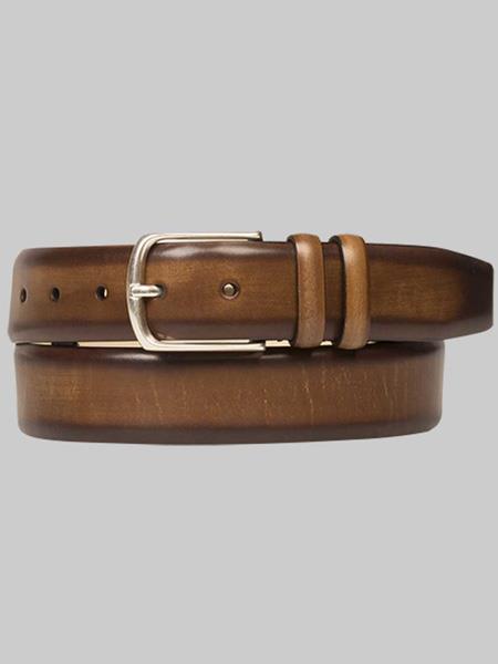 Cinturón de piel de becerro auténtica de camello para hombre de la marca Mezlan Belts