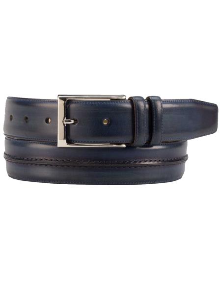 Mezlan Belts Brand Men's Genuine Calfskin Medium Blue Skin Belt