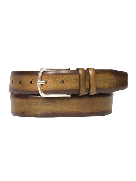 Cinturón de piel de becerro auténtica de oliva para hombre de la marca Mezlan Belts