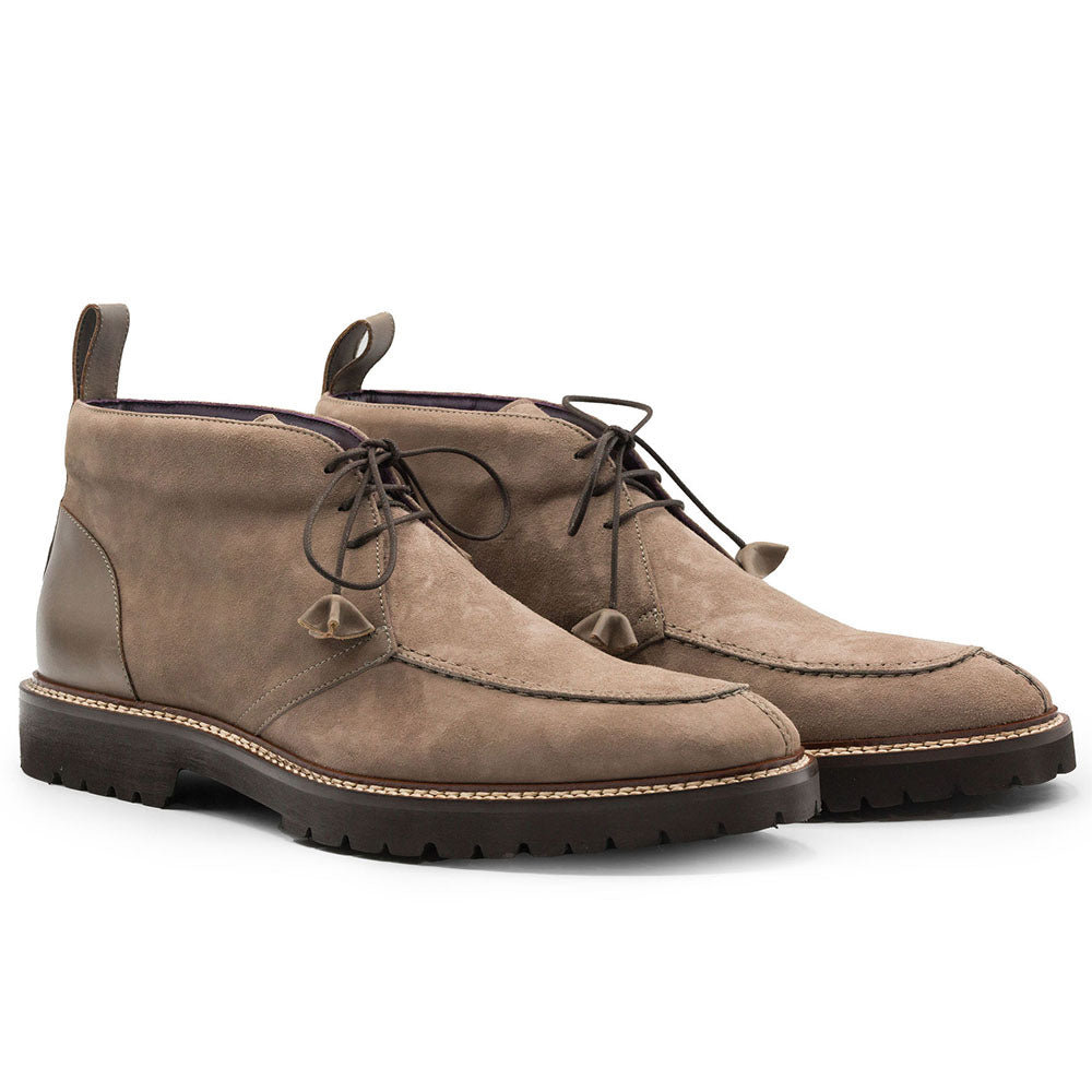 Zelli Campo Sueded Goatskin Three-Eyelet Chukka Boot in Taupe