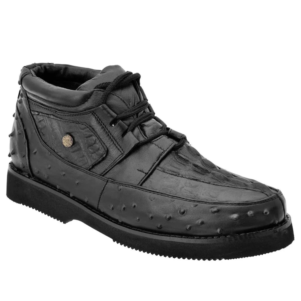 Zapatos De Avestruz Originales Para Hombre - Zapato Casual de Imitacion Avestruz con Cocodrilo Color Negro