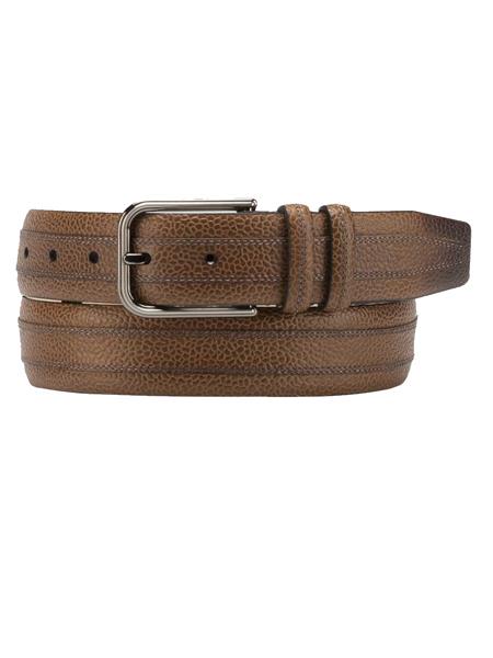 Mezlan Belts Brand Men's Genuine Calfskin Cognac Skin Belt