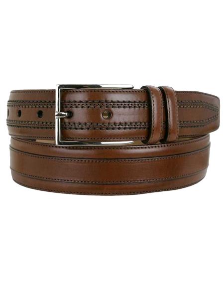 Cinturón de piel auténtica color coñac para hombre de la marca Mezlan Belts