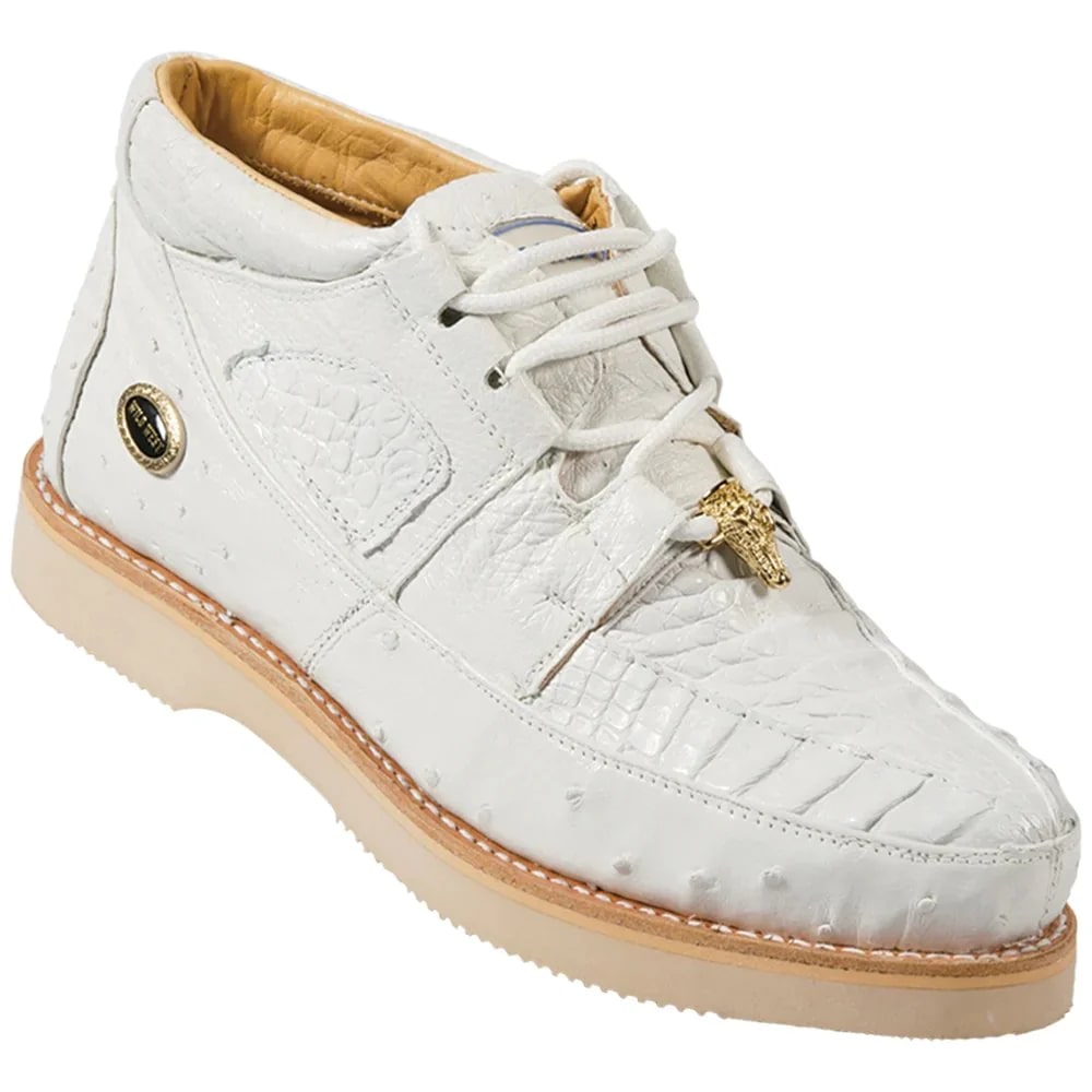 Zapatos De Avestruz Originales Para Hombre - Zapatos de Piel de Cocodrilo y Avestruz Color Blanco Wild West Boots