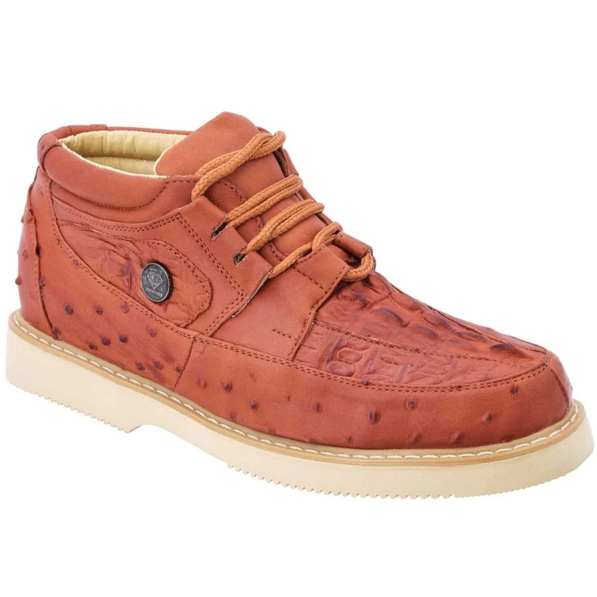 Zapatos De Avestruz Originales Para Hombre - Zapato Casual de Imitacion Avestruz con Cocodrilo Color Cognac