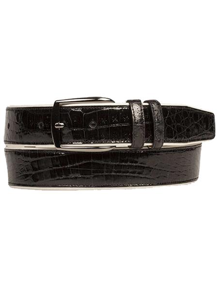 Mezlan Belts Brand Men's Genuine Crocodile / Calfskin Black   Cinturon De Cocodrilo