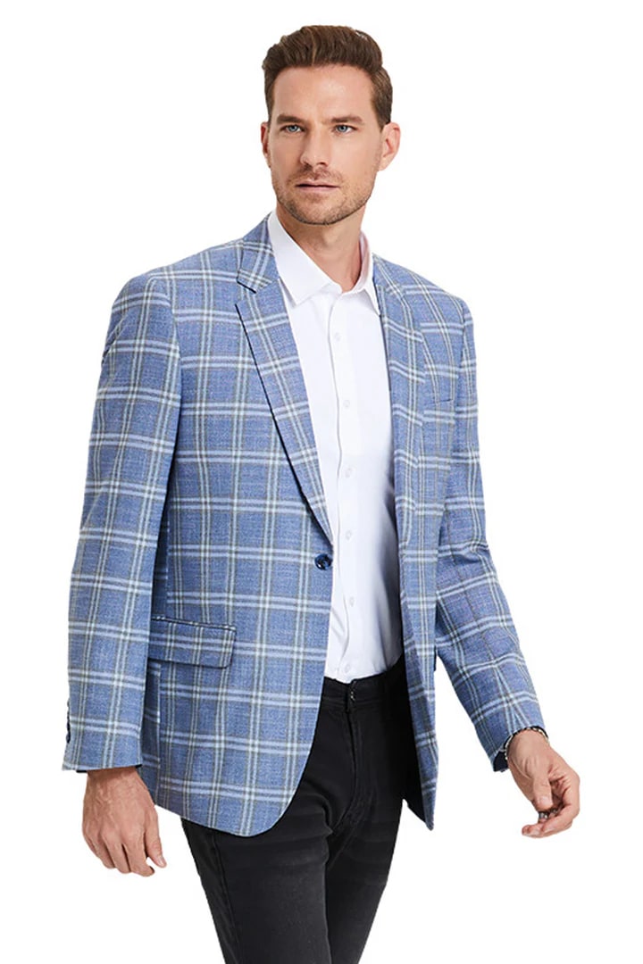 Sacos Vaqueros - Sacos Para Hombre - Abrigo deportivo informal de negocios con dos botones y doble ventana en azul para hombre