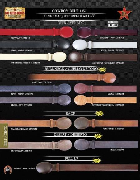 Cinturón exótico de vaquero de 1,5 pulgadas, con cuello de toro, Rage, Desert y Pull Up de Los Altos