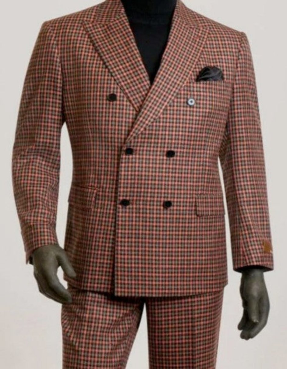Double Breasted Suit in Gray and Orange By Steve Harvey Suit Clothing ...