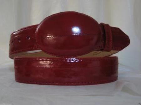 Cinturón vaquero occidental auténtico de piel de anguila roja eléctrica descolorida