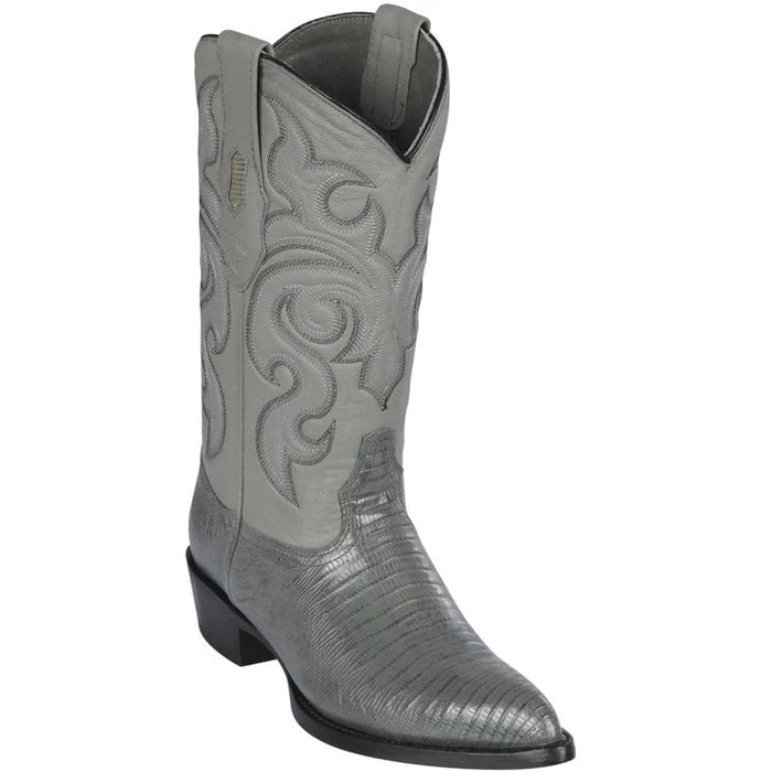 Los Altos Boots - Mens Dress Cowboy Boot - Low Priced Grey Teju Lizard Boots- in Grey