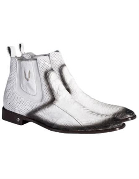 Faded White Botas De Avestruz Blancas - Full Leather Lining