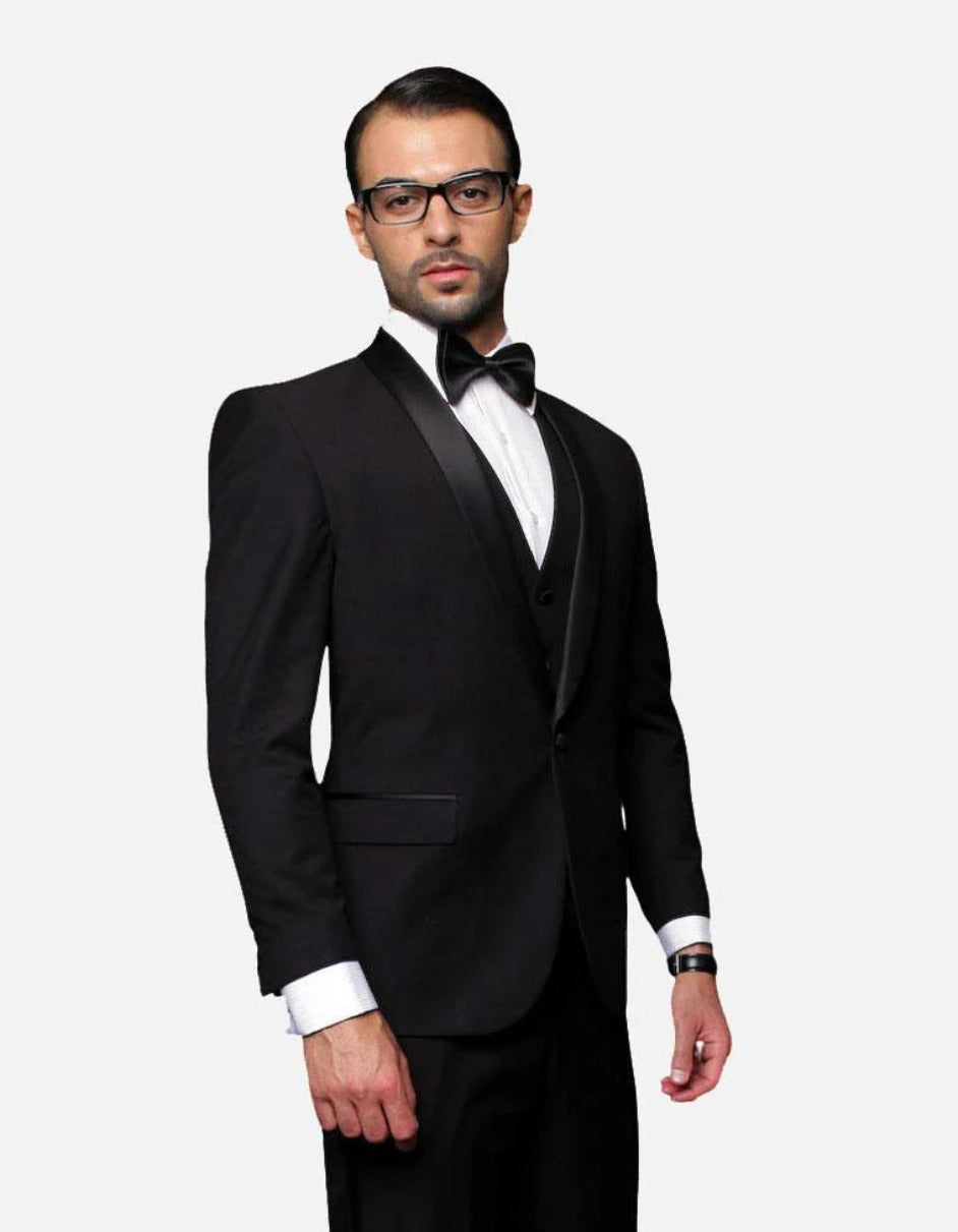 Trajes De Dombre Para Boda - Trajes De Novio - Traje Para Hombre - Black with Black Suit