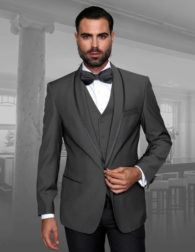 Trajes De Dombre Para Boda - Trajes De Novio - Traje Para Hombre - Charcoal Grey Suit