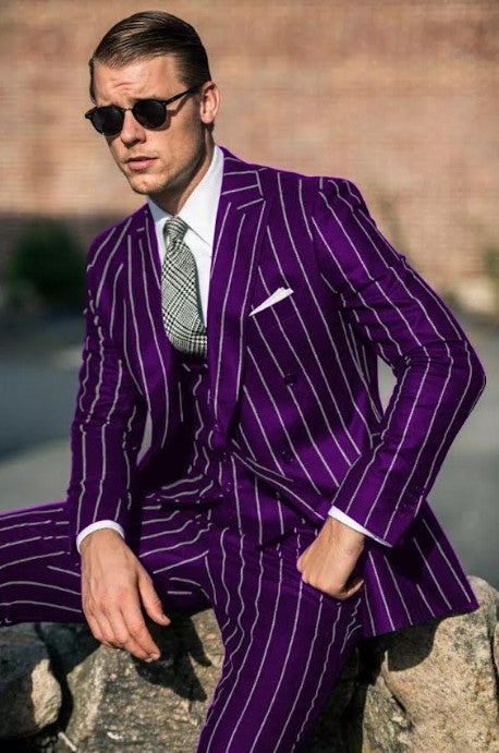 Suit Gangster - Dark Purple Pinstripe Suit - Gangster Suit - 1920's Suit