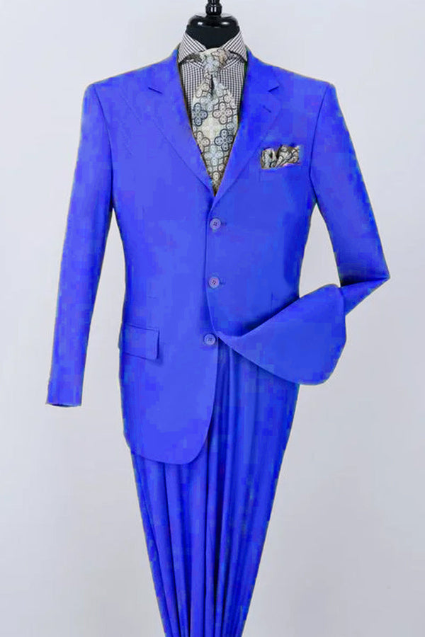 Royal Blue Suits - Apollo King Royal Blue Poplin Suit - Classic Fit Two-Piece