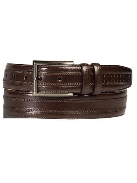 Mezlan Belts Brand Men's Genuine Calfskin Brown Skin Belt