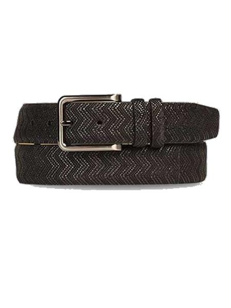 Cinturón de piel de becerro auténtica negra para hombre de la marca Mezlan