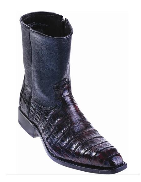 Zapatos de hombre hechos a mano con piel auténtica de caimán en color negro y cereza